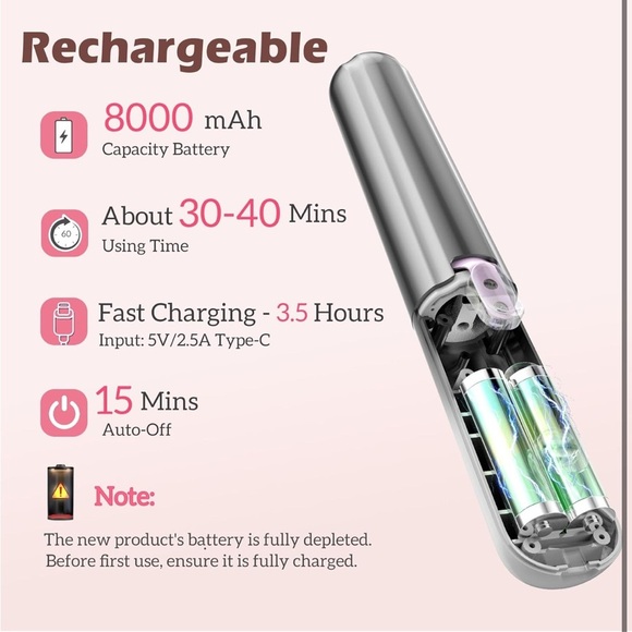 Negative ion cordless curling iron (006) - Picture 2 of 9